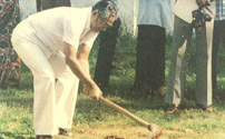 Laying foundation stone of NCC building 1978